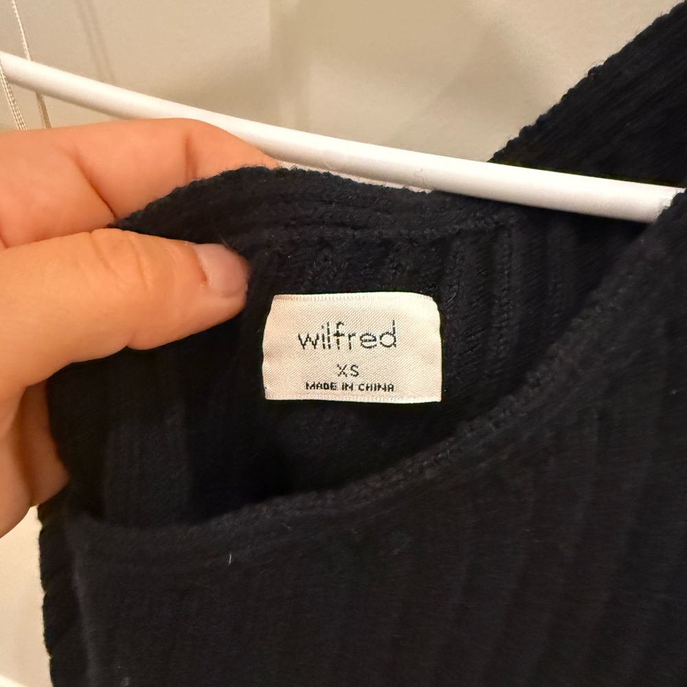 Aritzia Wilfred One Shoulder Black Knit Top